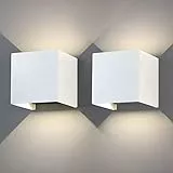 Klighten 2 Pezzi 12W Lampada da Parete LED Moderno, Applique da Parete Interno/Esterno Bianco naturale 4000K, Lampade da Parete Angolo del Fascio Regolabile, IP65 Impermeabile (Bianca)