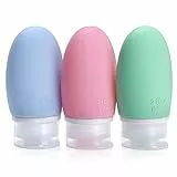 Opret Bottiglie da Viaggio 60ml in Silicone, 3 Pezzi Kit Contenitori da Viaggio Flaconi con Custodia per Shampoo, Liquidi and Lozione, Nessun BPA