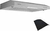 CIARRA CBCS6903 Cappa Aspirante 60 cm Sottopensile Cappa da Cucina con Pannello Argento LED Montaggio a Parete con Ventola Estrattore (Argento)