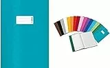 HERMA 7456 - Busta per quaderni, formato DIN A4, con etichetta e struttura a rafia, in pellicola di polipropilene resistente e facile da pulire, copertina per quaderni, colore: Turchese