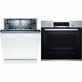 Bosch Elettrodomestici SMV2ITX16E Serie 2, Lavastoviglie a scomparsa totale, 60 cm & HBA534BS0 Forno Elettrico da Incasso 7 Programmi di Cottura in Acciaio Inox