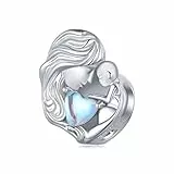 Ciondoli Charm in pietra di luna madre e figlia in argento sterling 925 per bracciali Pandora, gioielli regalo per donne e ragazze