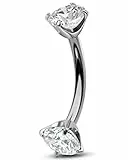 OUFER 14G Piercing Ombelico Titanio Banana 5mm CZ Barbell Navel Piercing Bar Belly Button Rings 10mm Lunghezza Gioiello Donna Uomini Gift