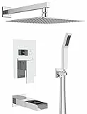 Rainsworth Sistema Di Doccia 3 Funzione Vasca da Bagno Rubinetto - Cromo Sistema Doccia - Tecnologia Air Injection 12' Soffioni Doccia e Doccetta Sistema Set - Facile Installazione
