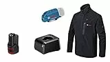Bosch Professional Giubbino riscaldabile GHJ 12+18V XA (con adattatore di ricarica USB GAA 12V-21 + batteria GBA 12V 2.0Ah + caricatore GAL 12V-20, in scatola)