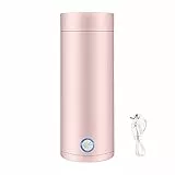 Jooheli Bollitore Elettrico Portatile, da Viaggio 400 ML, 3 in 1 e Mini Thermos, in Acciaio Inossidabile per Tè, Latte, Caffè, 5 Minuti di Ebollizione Rapida (Rosa)