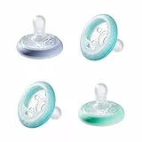 Tommee Tippee Ciuccio Che Simula il Seno Materno Night, Texture Simile Alla Pelle, Design Ortodontico Simmetrico, 6-18 Mesi, Confezione da 4