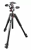 Manfrotto Kit Treppiede a 3 Sezioni con Testa su 3 Assi in Alluminio, Kit Professionale Accessori Fotografia, Treppiede Fotocamera con Testa Fotocamera