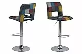 AC Design Furniture Sonia Sgabelli di Bar Set di 2, L: 115 x l: 41.5 x P: 52 cm, Multicolore/Cromo, Tessuto/Metallo, 2 pz