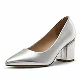 Dream Pairs Scarpe con Tacco Donna a Punta da Donna Classiche con Tacco Alto con Tacco Largo Argento/PU SDPU2227W-E Taglia 39 (EUR)