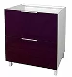 Berlenus Mobiletto Basso da Cucina, con 2 cassetti, Altro, Melanzana, 60 x 52