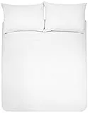 AmazonBasics - Set con copripiumino in microfibra, bianco acceso, 200 x 200 cm / 50 x 80 cm x 2
