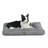 Bedsure Cestino per cani di grandi dimensioni, impermeabile, cuscino per cani in tessuto Oxford, tappeto ideale per cani, L, materasso per letto, cane, lavabile, grigio, 91 x 68 x 10 cm