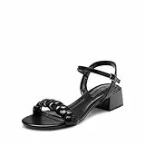 DREAM PAIRS Sandali da Donna alla Moda con Tacco Medio Largo Scarpe con Tacco Classico a Punta Tonda con Fibbie e Cinturini Estate Negro SDHS2301W-E Taglia 39 (EUR)