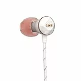 House of Marley Nesta Auricolari In-Ear in Ceramica con Microfono, 3 pulsanti di controllo, Design ad Isolamento Acustico, Rosa/Bianco