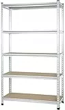 Amazon Basics - 5 ripiani, Scaffale a media robustezza in cartone pressato, a montante separabile, Alluminio, 121 x 45 x 182 cm