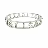 Habibi Jewels Bracciale STICAZZI in Acciaio Modello Rigido da Donna con Scritta Zirconi Bianchi Braccialetto Chiusura a Manetta Bracelet Woman Idea Regalo Compleanno Laurea Amicizia Addio al Nubilato