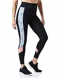 AURIQUE Leggings Yoga a Vita Alta Donna, Nero/Arancio Corallo/Grigio, Stampa Leopardata, 42