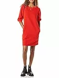 Amazon Essentials Abito in Felpa Girocollo con Maniche a Campana in Pile (Disponibile in Taglie Forti) Donna, Rosso, S