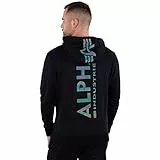 ALPHA INDUSTRIES Back Print Hoody Rainbow Refl.Print Felpa con Cappuccio, 03-Black, XXL Uomo