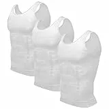 Odoland Compressione Uomo Canotta Contenitiva Shapewear Snellente Intimo Modellante Dimagrante Pancia Sportivo Fitness (3 Pezzi/Bianco/XL)