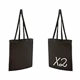 My Custom Style borsa shopper cotone 145gr/mq nera 38x42cm manici lunghi 70cm