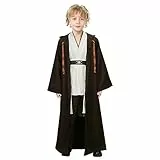 NUWIND Costume da Jedi per Bambini Tunica Medievale Capo con Cappuccio Mantello Robe Cavaliere Cosplay Costume Halloween Outfit per Ragazzi (150, Marrone)