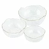 Navaris Set Ciotole da Portata in Vetro - Insalatiere Trasparenti Ø 19,5cm 16cm 12,5cm con Bordi Dorati - Ciotola per Cucinare e Servire -20-100°C