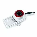 Zyliss E900040 Easy Control Affettaverdure Palmare, Plastica, Acciaio Inossidabile, Bianco, Grigio, Rosso, Tagliaverdure Mini Mandolino, Lavabile in Lavastoviglie