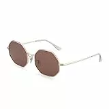 GLINDAR Occhiali da sole polarizzati quadrati per uomo donna lente ottagonale UV400 (montatura dorata/lente marrone)
