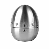 Jayron JR-KT003 - Timer da Cucina in Acciaio inox,a forma di Uovo,con Allarme Meccanico Rotante, 60 minuti,Conto alla Rovescia