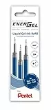 Pentel LRN5-3C - Ricarica per penne EnerGel, 0,5, 0,25 mm, punta dell'ago, 3 pezzi, colore blu