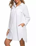 find. Camicetta Chemisier Casual Donna con Scollo a V, Maniche Lunghe, Taglio a Blusa Oversize, con Tasche, Colore Bianco, Size L
