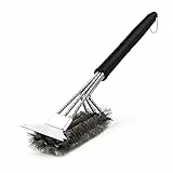 Spazzola per Barbecue, Juspota 45cm Tripla Spazzola Griglia con Setole in Acciaio Inox & Raschietto, Grill Pennellino Utensile BBQ per Pulire Griglie/ Forno da esterno/ Teglie da Forno