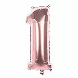 Boland - Palloncino a forma di numero, misura 66 cm, oro rosa, palloncino numero, palloncino, compleanno, anniversario, compleanno dei bambini, decorazione, regalo