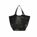 NICOLE & DORIS Borsa Donna Grande Borsa a Tracolla Elegante Borsa Shopper Pelle Morbida Vintage Borse Tote Bag Pieghevole Borsa Lavoro a Spalla Nero