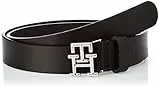 Tommy Hilfiger Cintura Donna TH Logo 2.5 Cintura in Pelle, Nero (Black), 80