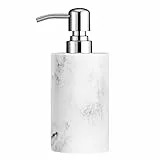 Luxspire Dosatori per Sapone Liquido, Dispenser in Resina Cilindrico Contenitore per Shampoo Lotion Sapone Bottiglia con Pompa Riutillizzabile in Plastica per Bagno Cucina - Marmo Bianco