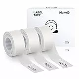 MakeID Nastro per etichette 16mm x 4m Adesivo resistente al calore per adattarsi a Makeid L1 / Q1 / E1, combinazione（3xtrasparente)