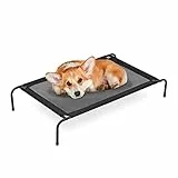 Relaxdays Lettino per Cani, Brandina Rialzata per Interni ed Esterni, Dog Bed, HxLxP: 19x111x65 cm, Fino a 35 kg, Nero
