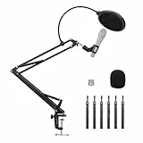 Amazon Basics - Supporto per microfono con filtro antipop e braccio da 14' (35,5 cm), Nero