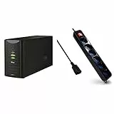 Trust Oxxtron Gruppo di Continuità 1000 VA con 2 Prese a Parete, Nero [Italia] & Ewent EW3925 Multipresa, Ciabatta Elettrica, Spina VDE per UPS, 6 Uscite Ita10A/Schuko, 250V/2500W, Nero