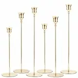 Set Portacandele in Metallo di 6, Portacandele da Tavolo, Porta Candele Natalizio Candelabri Moderni, Candeliere da Tavolo E Esterno per Matrimonio Halloween Festa Muro Casa Giardino Bar(oro)