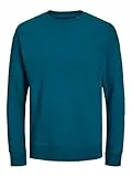 JACK & JONES Felpa girocollo senza cappuccio a maniche lunghe con polsini elasticizzati a costine Blu Petrolio
