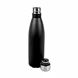 axentia Thermos con coperchio, borraccia in acciaio inox, colore nero, ca. 500 ml
