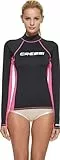 Cressi Rash Guard, Maglia Protettiva Maniche Lunghe Donna, Nero/Rosa, M/3 (40)