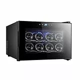 YTGH Cantinetta per Vino, 12 Bottiglie Mini Piccola Cantinetta per Vino Frigorifero Chiller Fridge 45 F-65F per Rossi Bianchi Vino Champagne Frizzante in Casa Bar Cucina Ufficio Camera da Letto,A