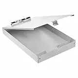 Amazon Basics Portablocco in alluminio con scomparto portadocumenti, a due piani, pinza standard, 35,5 x 23 cm, Argento, 22,9 x 5,6 x 35,6 cm
