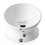 Y YHY, Ciotola per gatti da 15,24 cm e 0,3 l, rialzata e inclinata, in ceramica, per cibo e acqua, per gatti adulti o cani, bianco