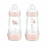 MAM Biberon Easy Start Anticolica, in Set da 2, con Tettarella in Silicone SkinSoftTM, 2+ Mesi, 260 ml, Rosa